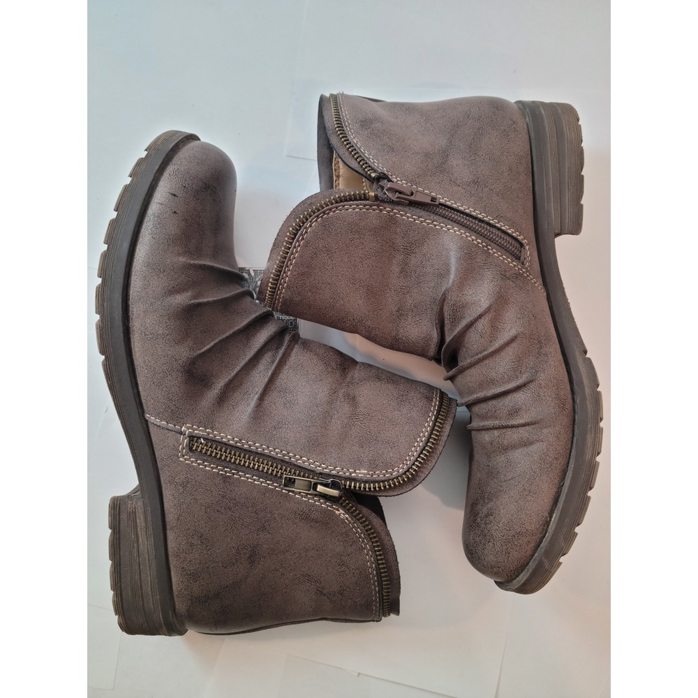 Natural Soul Brisha Ankle Boots Womens 10M Taupe Ruched Comfort Booties